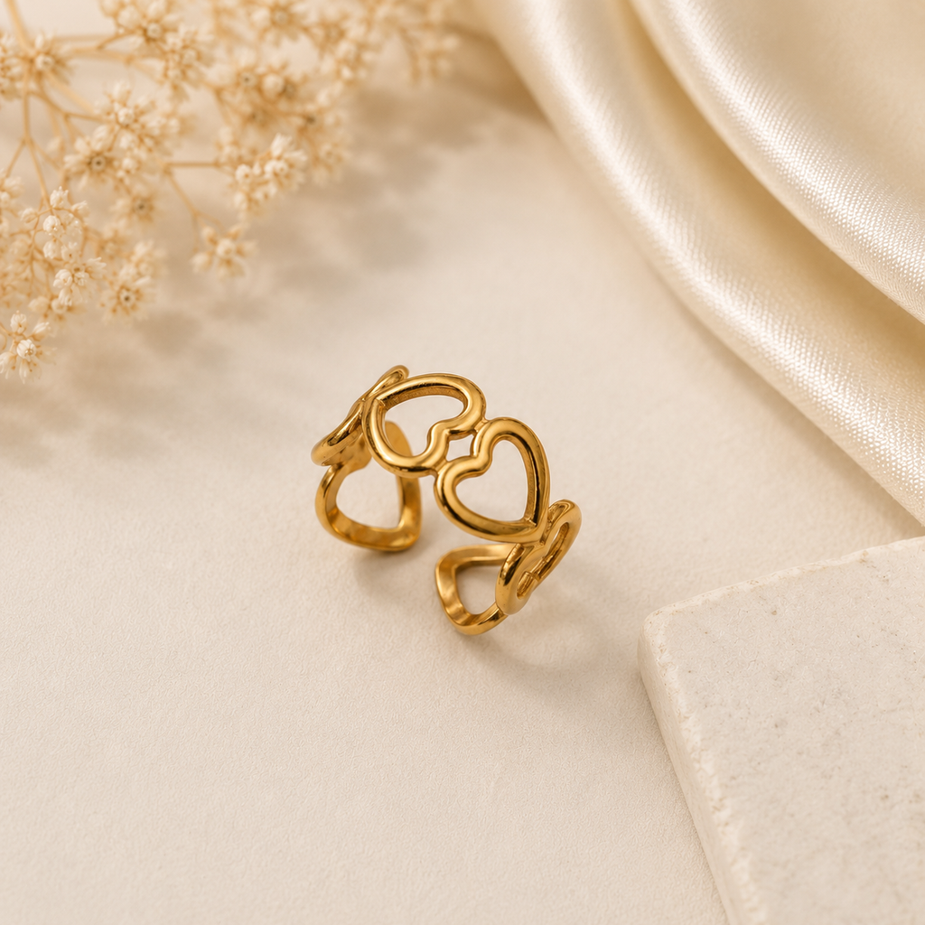 Gold multi heart open band ring original product photo