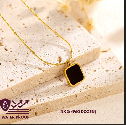 Black square pendant necklace original product photo