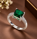 American diamond stone korean beautiful princess silver ring
