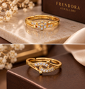 Frendora Gold Flower & Evil Eye Ring Set