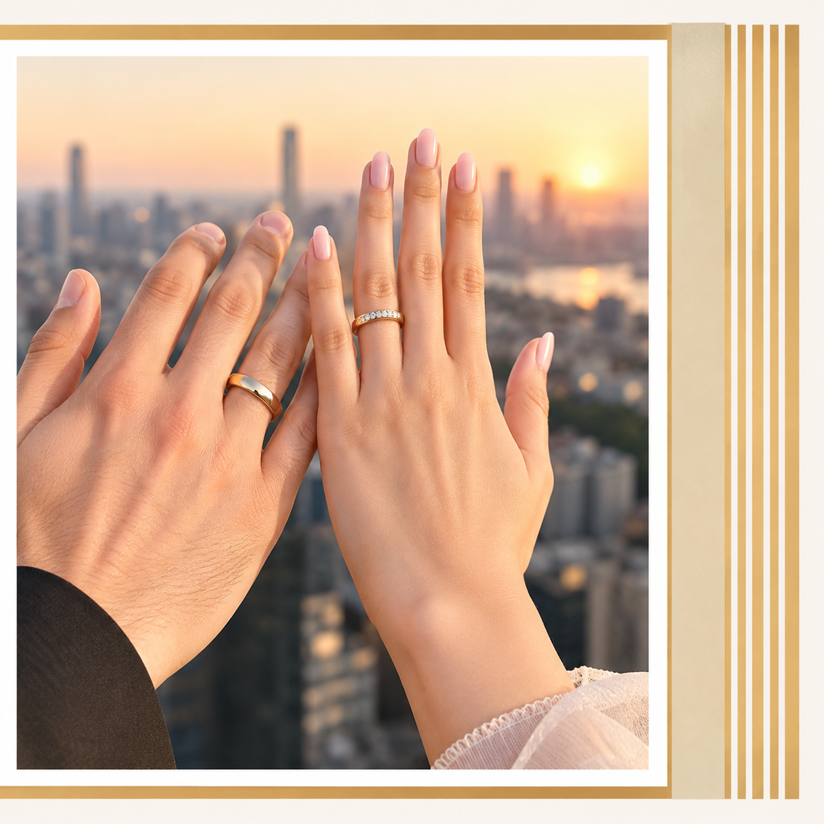 Gold-Tone Minimalist Crystal Band Ring for Women