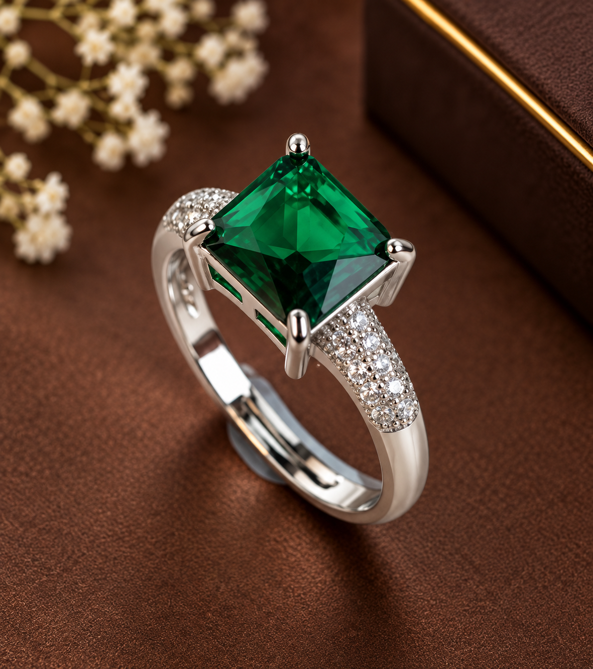 American diamond stone korean beautiful princess silver ring