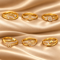 Gold ring combo pack 6 champagne satin background